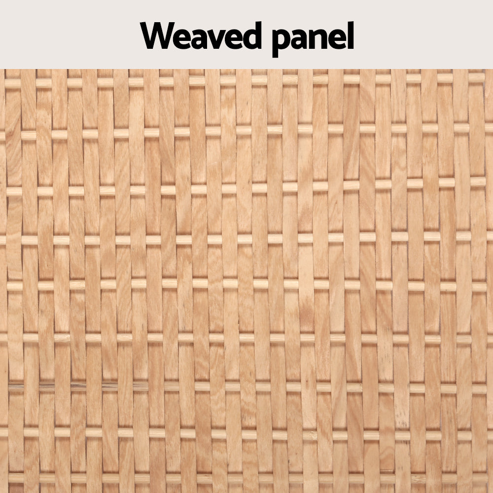Close-up of woven wooden panel detail on Laundry Hamper Bathroom Storage Cabinet Wooden Organiser Bag Clothes panel.