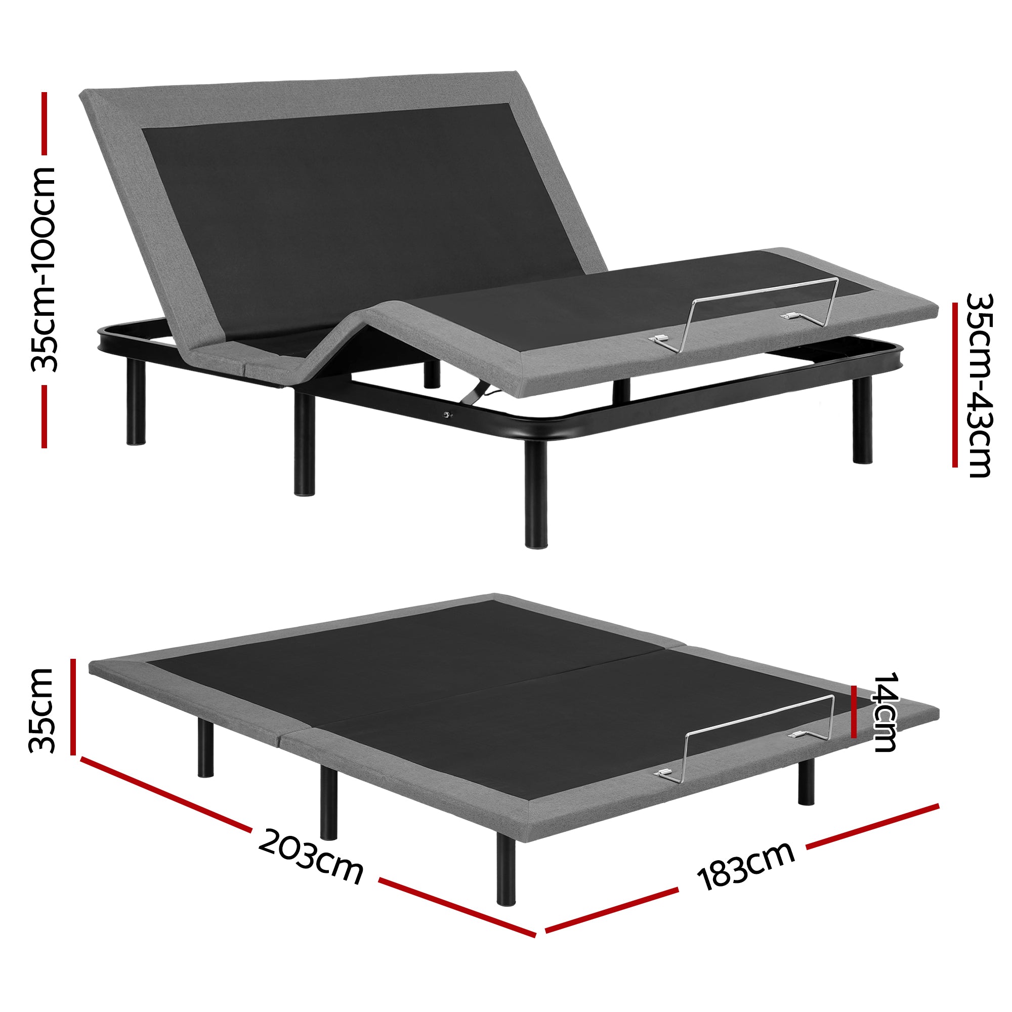 Adjustable Bed Frame King Size Electric Bed Base Wireless Remote Control Zero Gravity Power Bed Foundation