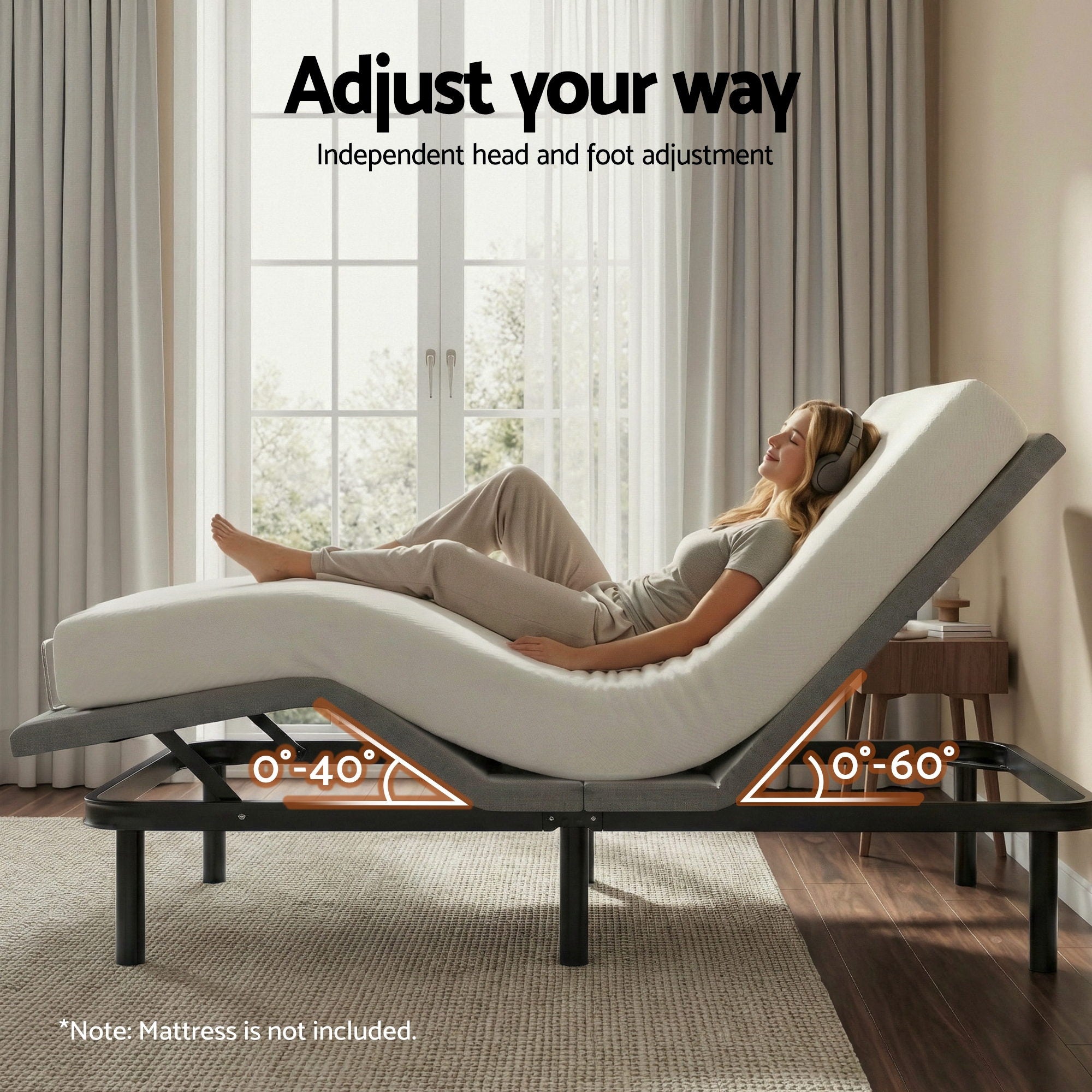 Adjustable Bed Frame King Size Electric Bed Base Wireless Remote Control Zero Gravity Power Bed Foundation