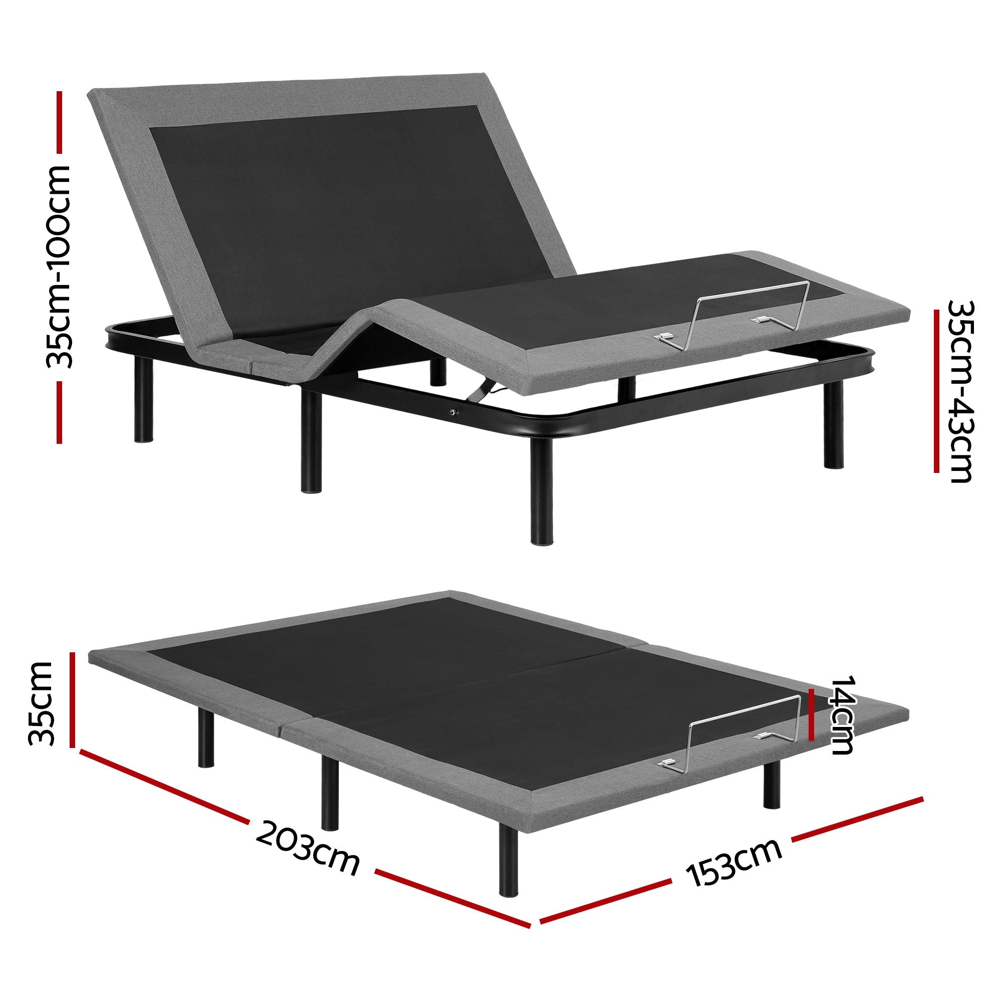 Adjustable Bed Frame Queen Size Electric Bed Base Wireless Remote Control Zero Gravity Power Bed Foundation