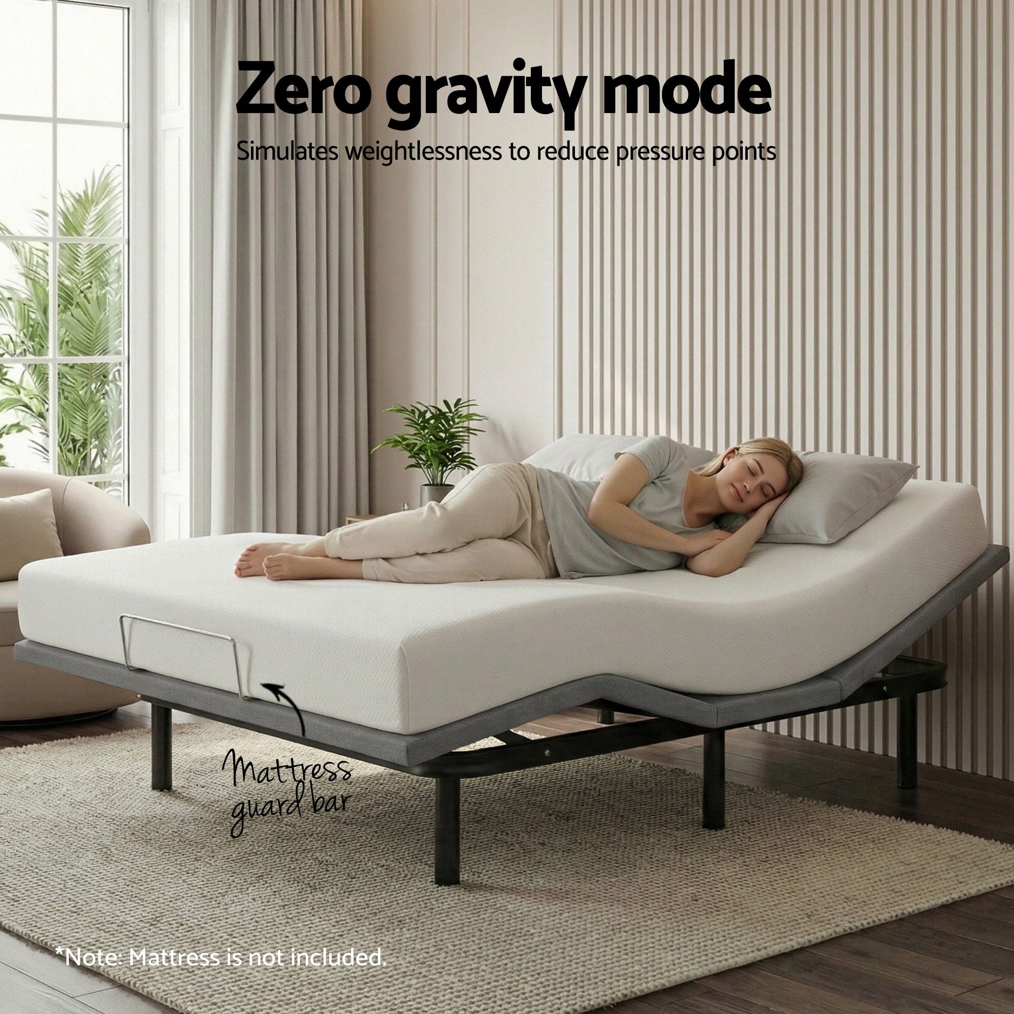Adjustable Bed Frame Queen Size Electric Bed Base Wireless Remote Control Zero Gravity Power Bed Foundation