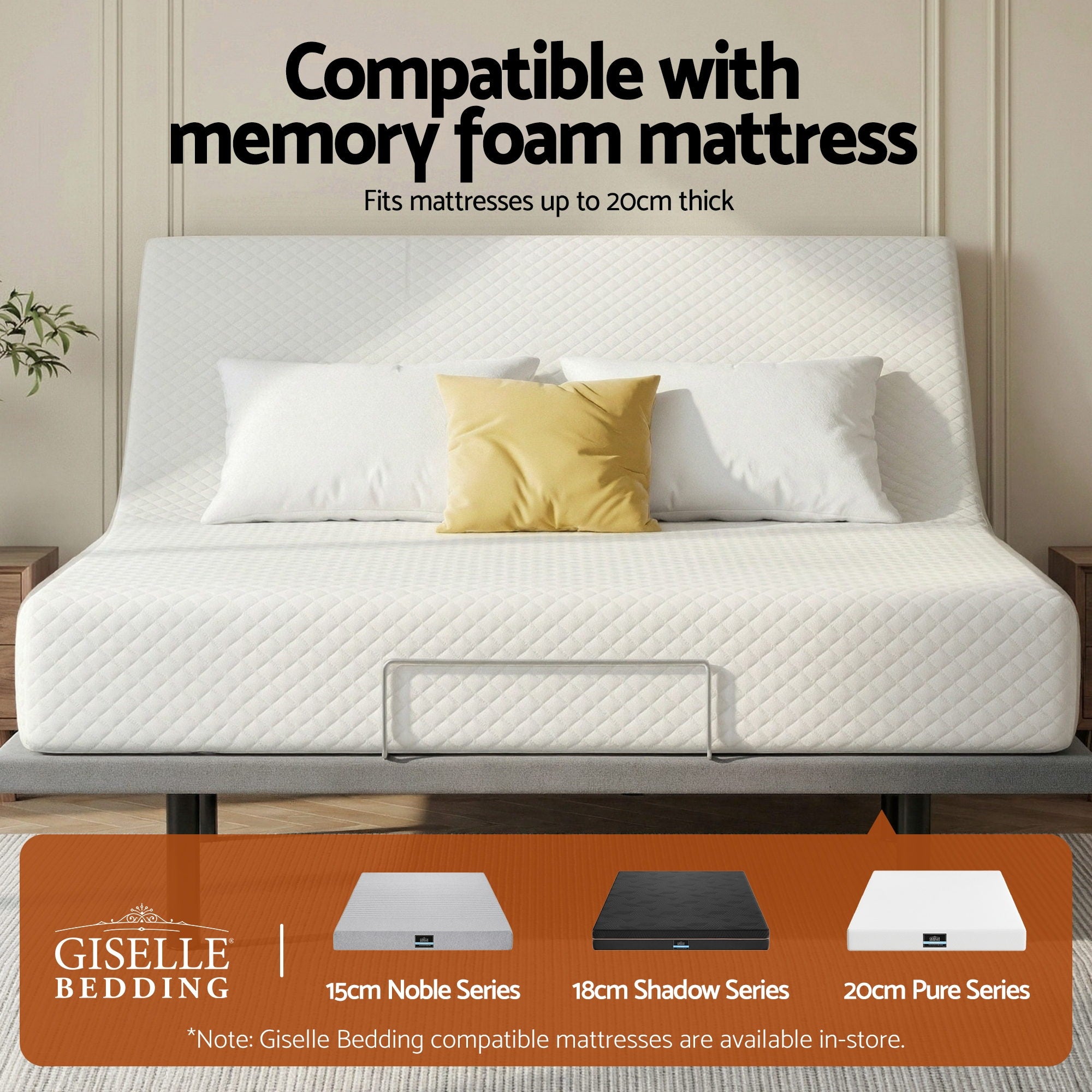 Adjustable Bed Frame Queen Size Electric Bed Base Wireless Remote Control Zero Gravity Power Bed Foundation