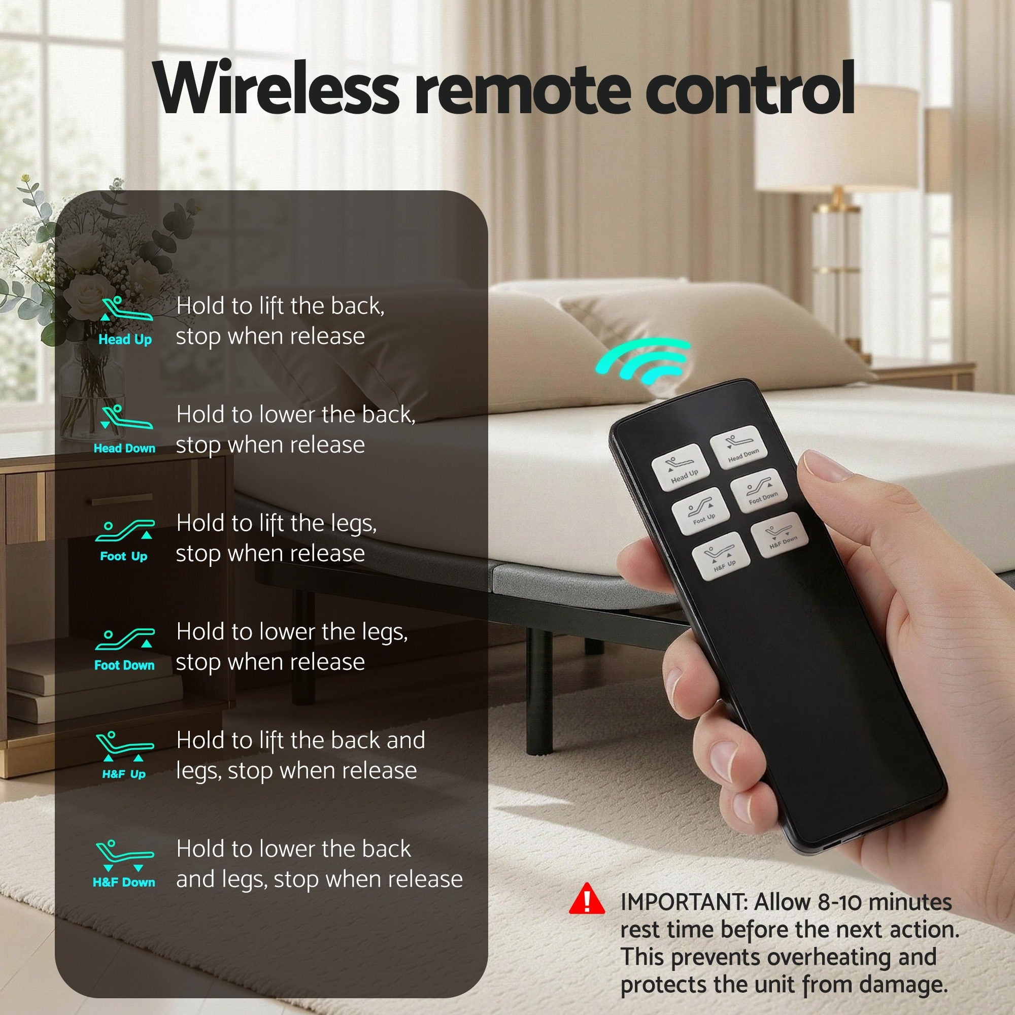 Adjustable Bed Frame Queen Size Electric Bed Base Wireless Remote Control Zero Gravity Power Bed Foundation