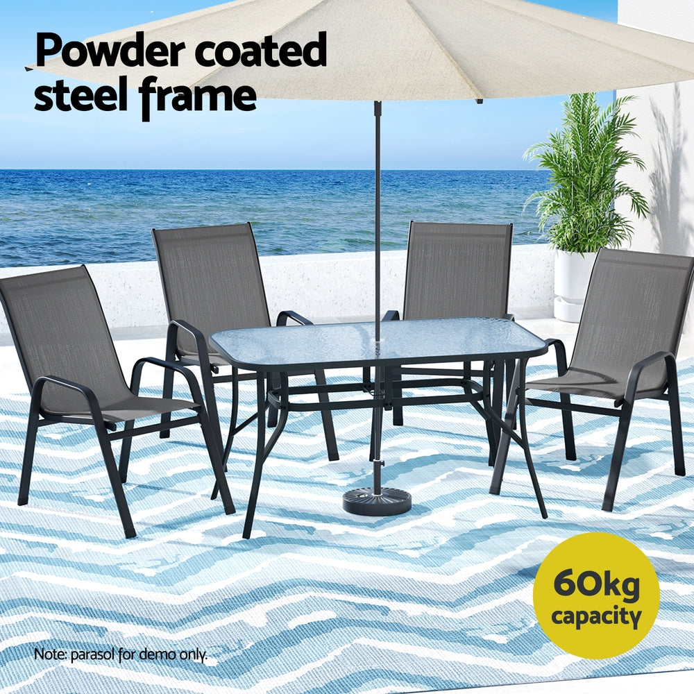 5PC Outdoor Dining Set Table and Chairs Patio Furniture Bistro Set Garden Grey