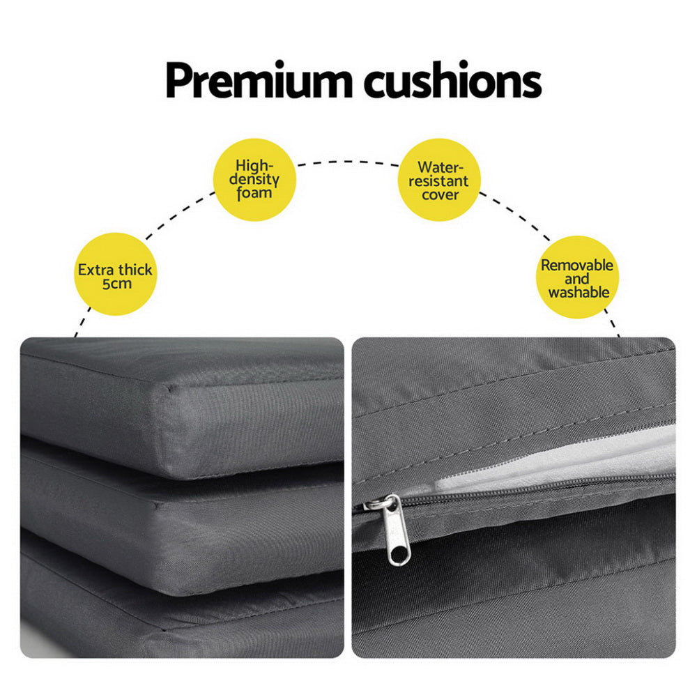 5-piece Aluminium Outdoor Dining Set with Extension Table - White