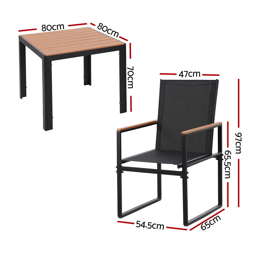5PCS Outdoor Dining Set Table and Chairs Patio Garden Furniture Bistro Set