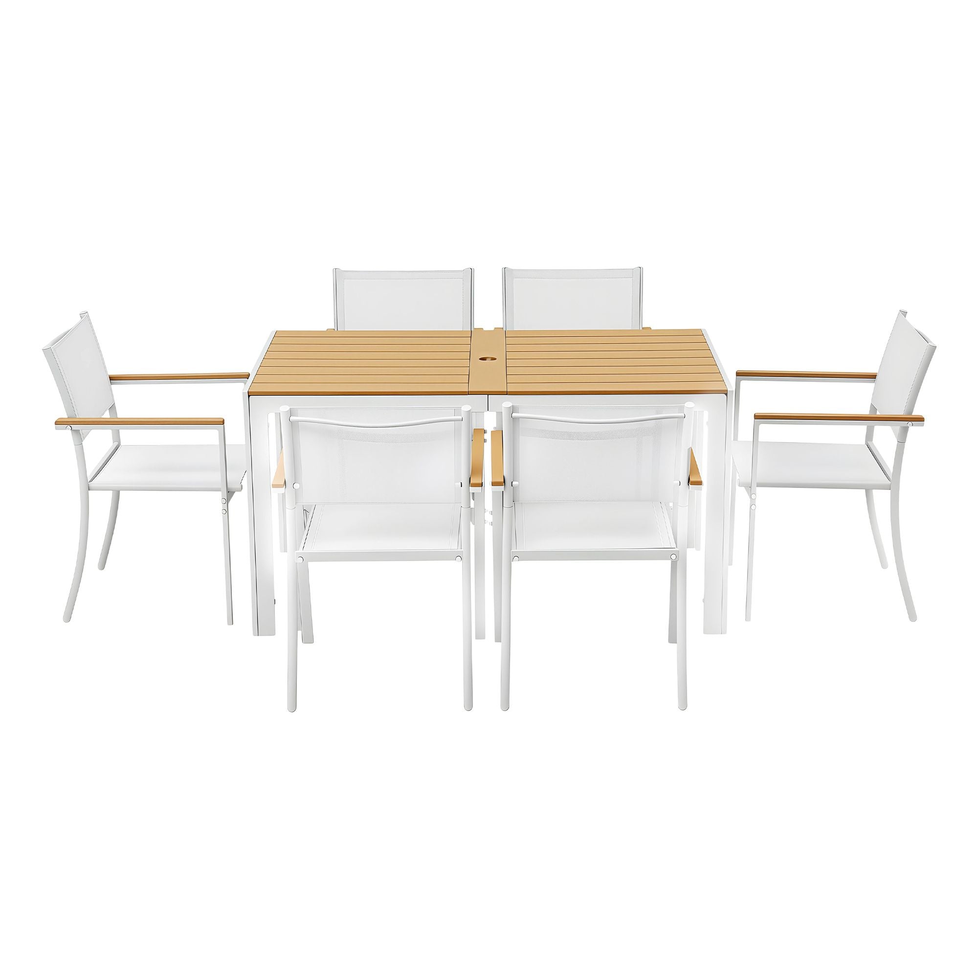 7PCS Outdoor Dining Set Table and Chairs Patio Garden Furniture Bistro Set White