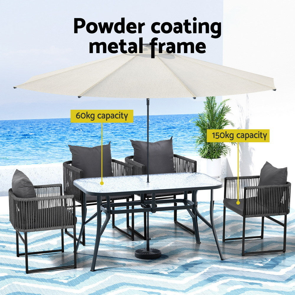 5PC Outdoor Dining Set Table and Chairs Patio Furniture Garden Bistro Set Black