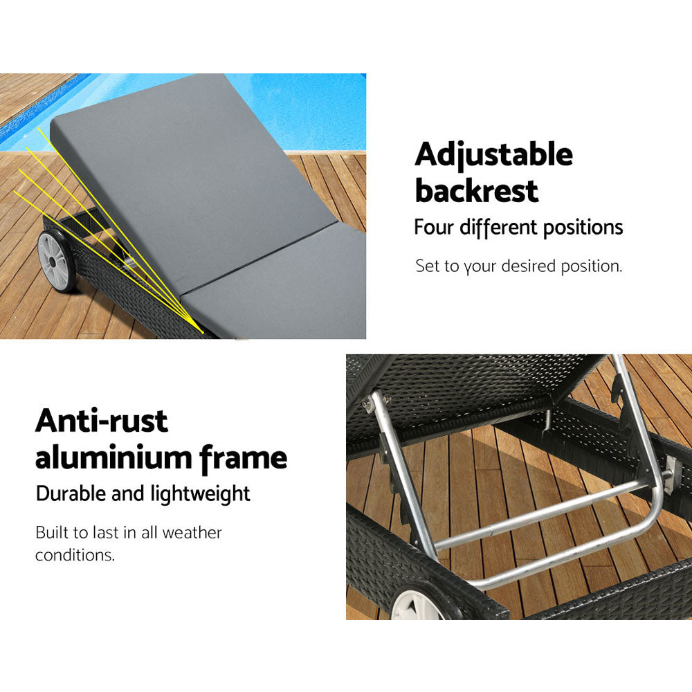 Cassidy Wicker Sun Lounge with Cushion Black