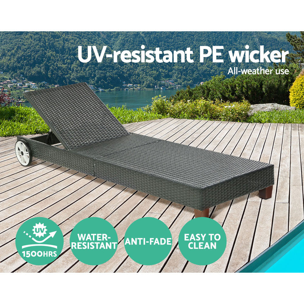 Cassidy Wicker Sun Lounge with Cushion Black