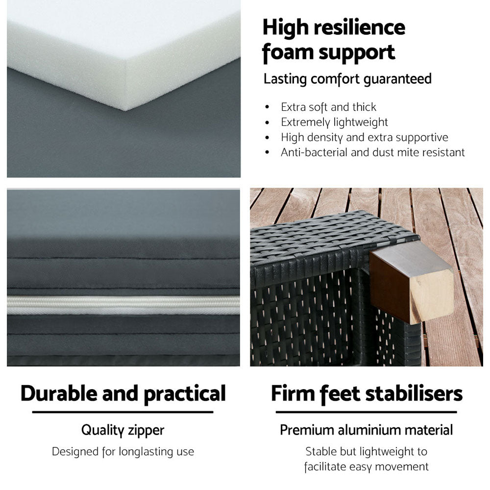 Cassidy Wicker Sun Lounge with Cushion Black