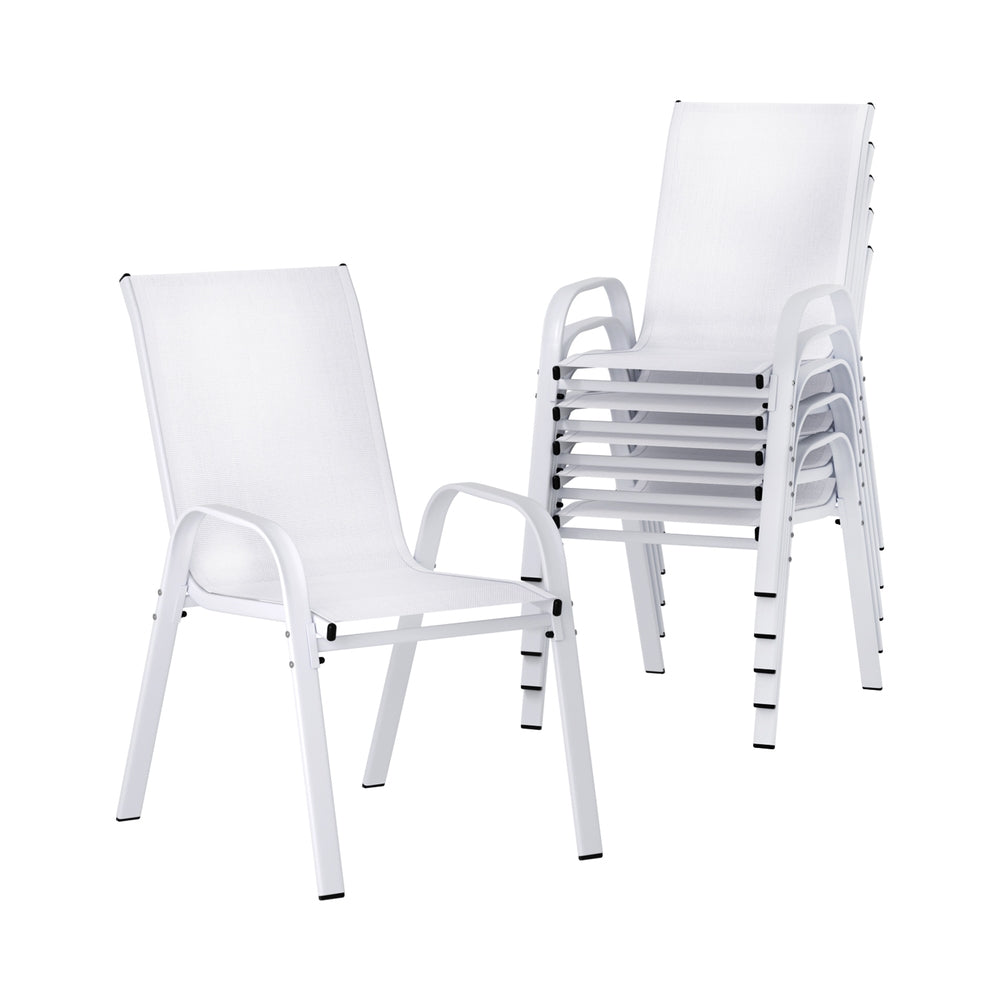 Set of 6 Outdoor Stackable Chairs - White