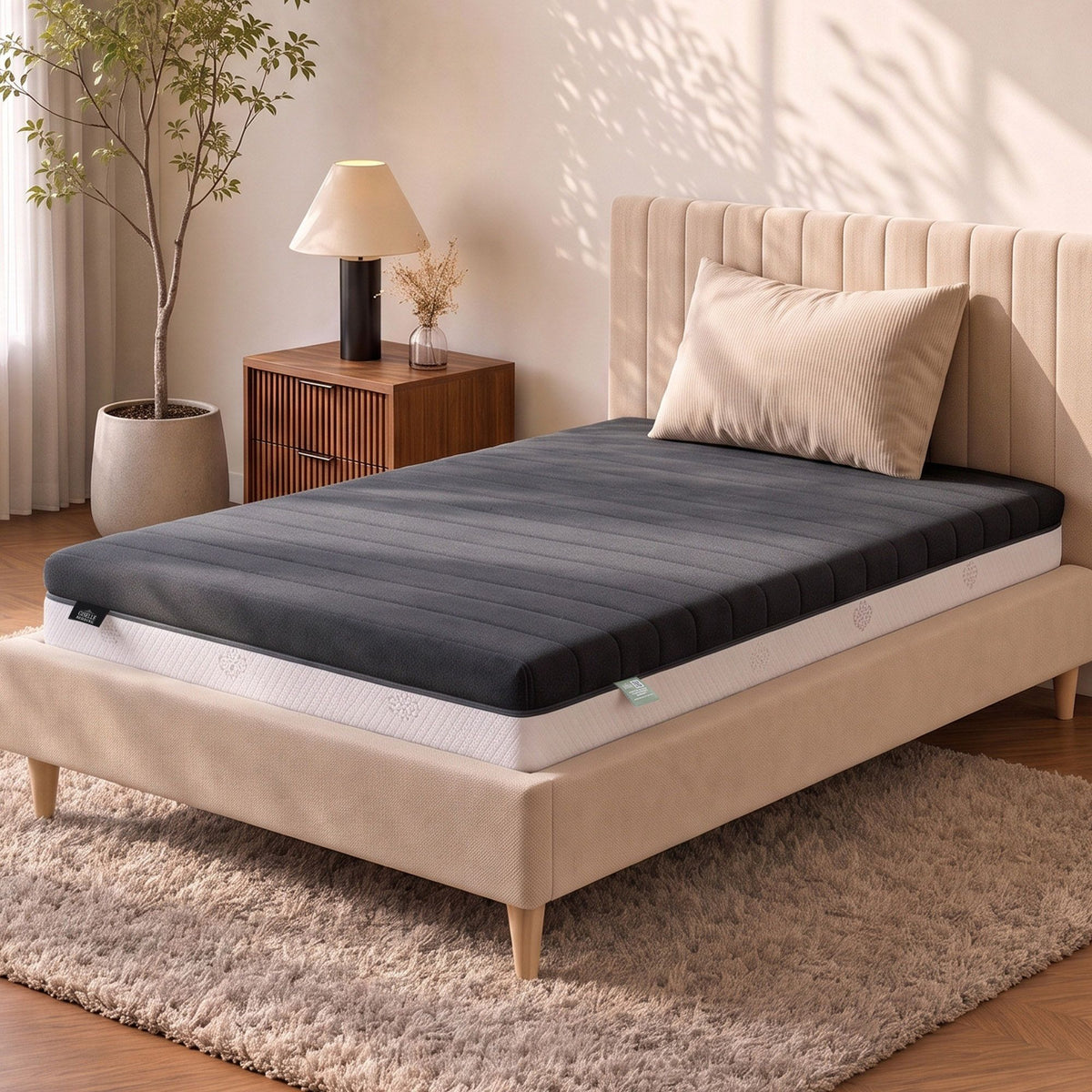 18cm King Single Dual Feel Reversible Memory Foam Mattress - Charcoal