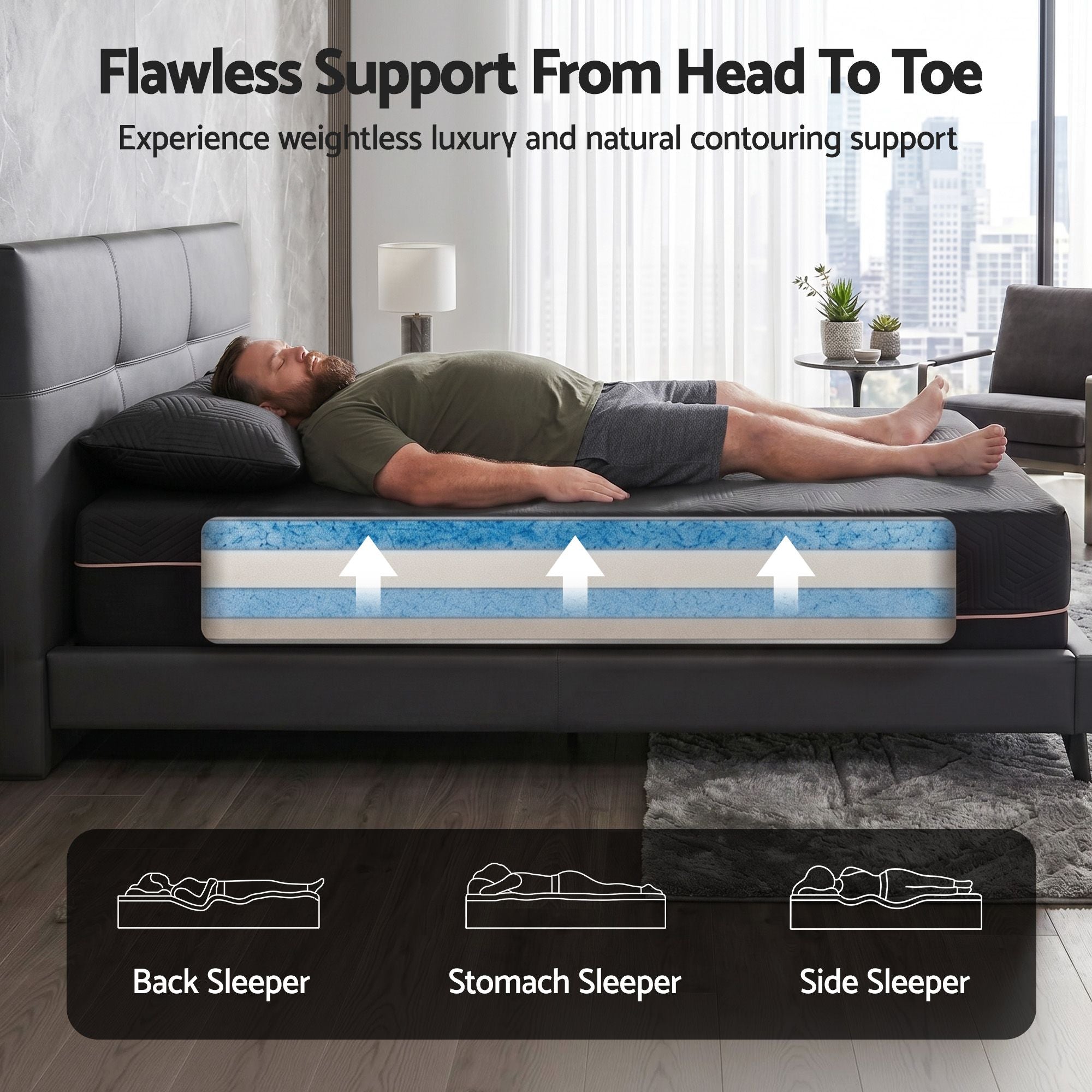 Single Cooling Memory Foam Mattress Medium Firm with Gel Comfort 30cm
