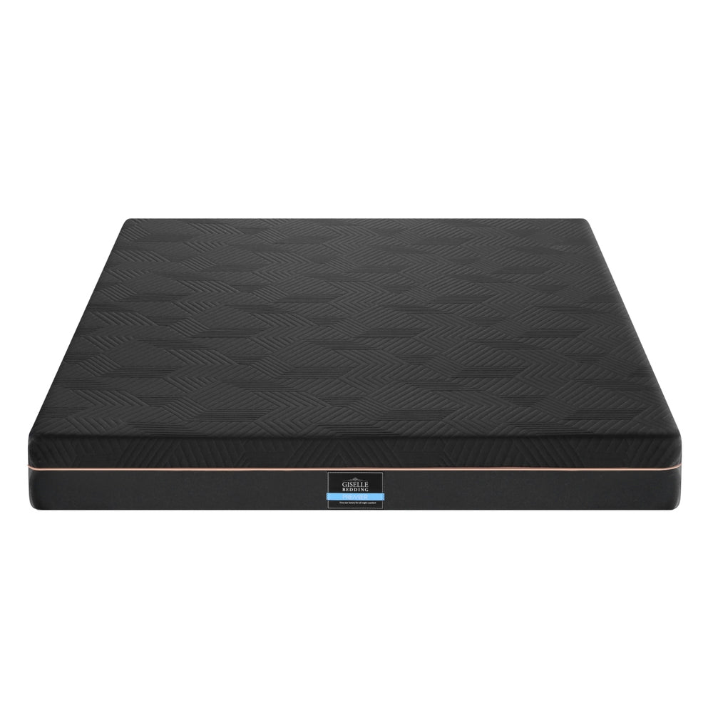 18cm Memory Foam Mattress Green Tea Foam Cool Gel Foam Mattresses Double in black with textured cover, designed for bedroom comfort and support