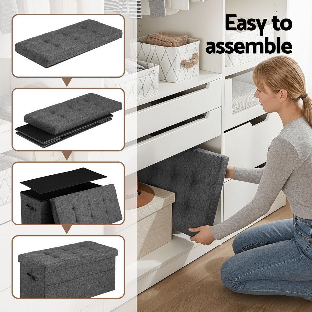 Storage Ottoman Foot Stool Rest Foldable