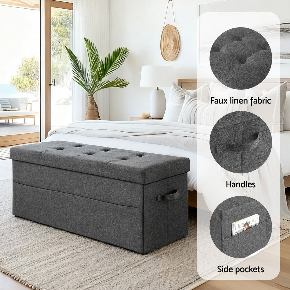 Storage Ottoman Foot Stool Rest Foldable