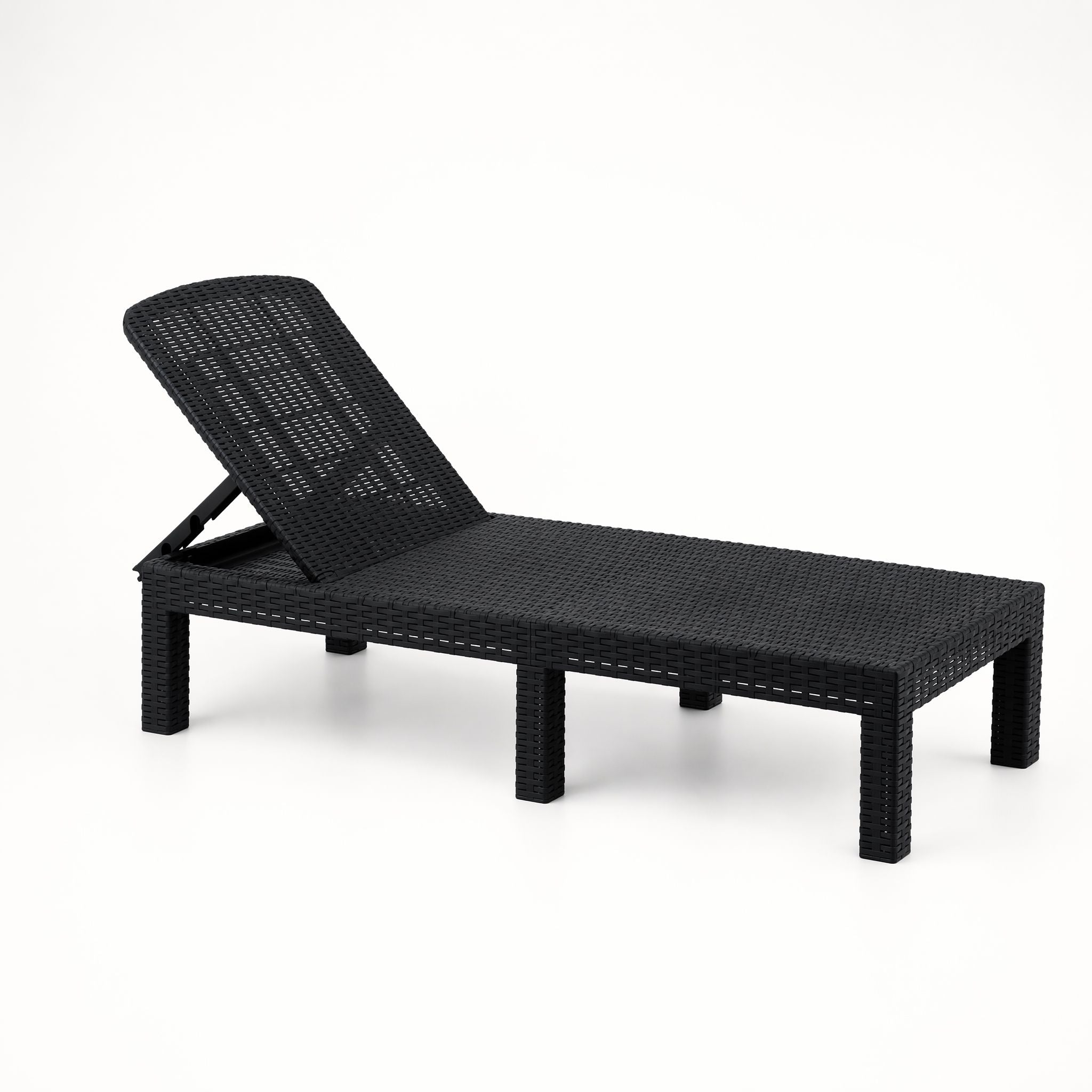Sun Lounge Outdoor Folding Recliner Patio Pool Beach Chair Rattan Black