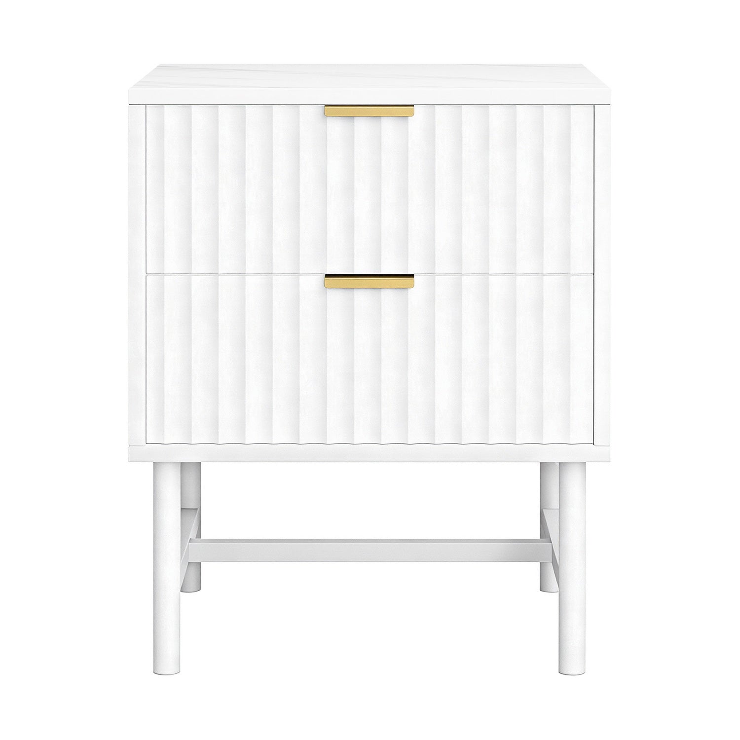 Bedside Table 2 Drawers - White