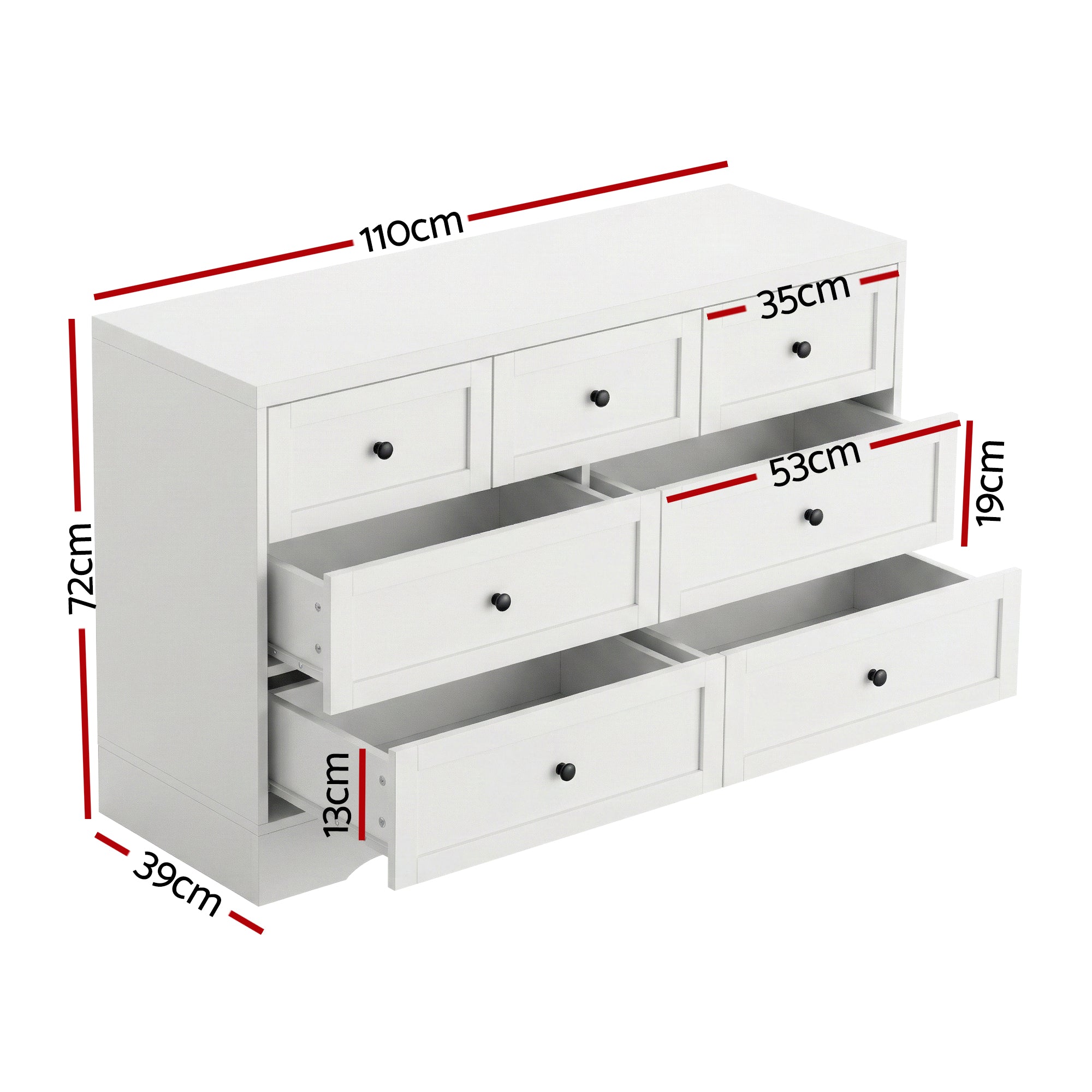 7 Chest of Drawers Dresser Table White