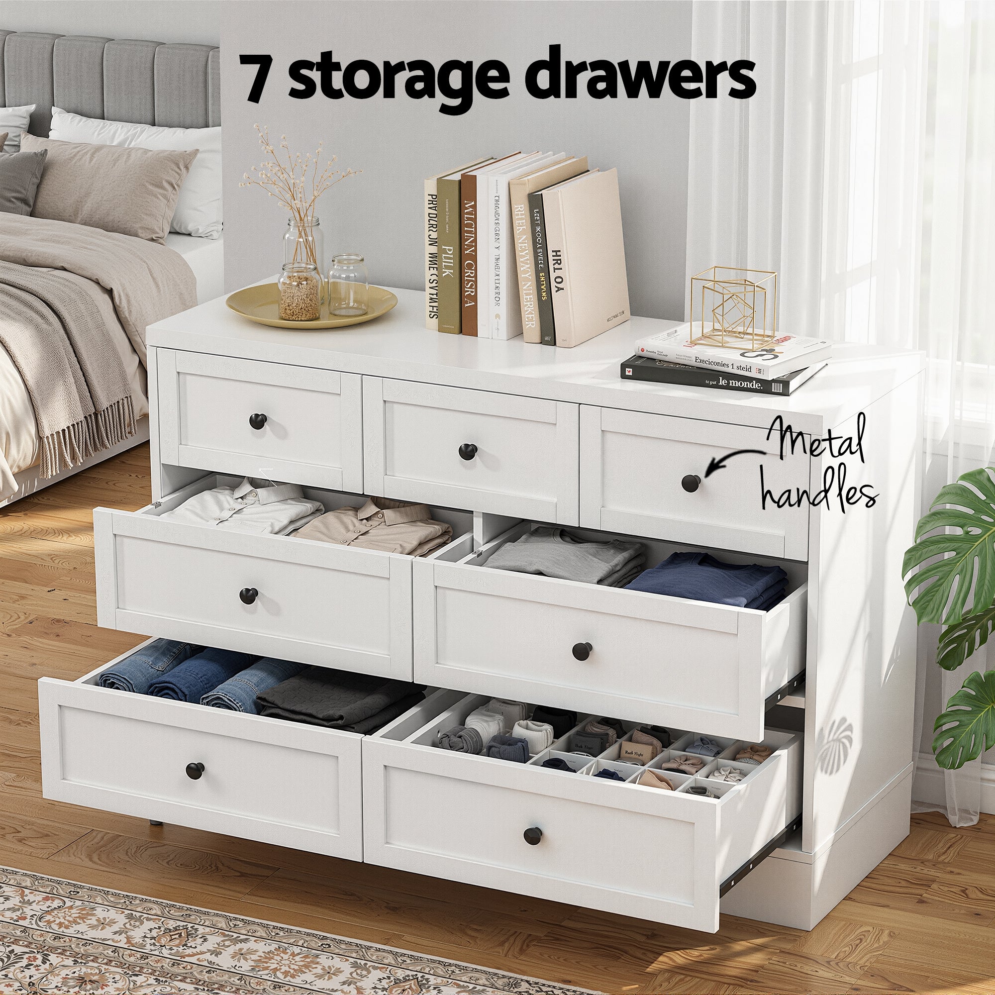 7 Chest of Drawers Dresser Table White