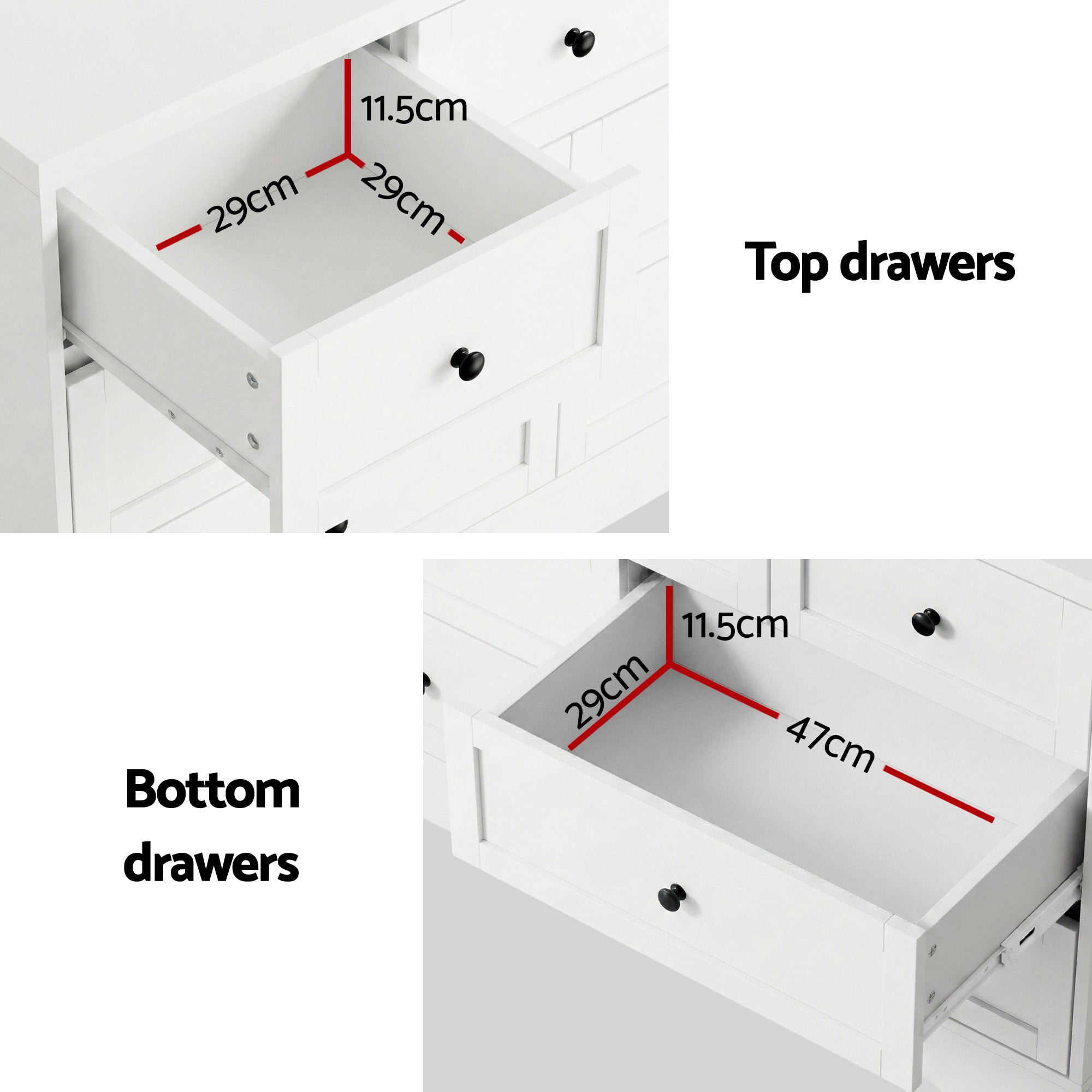 7 Chest of Drawers Dresser Table White