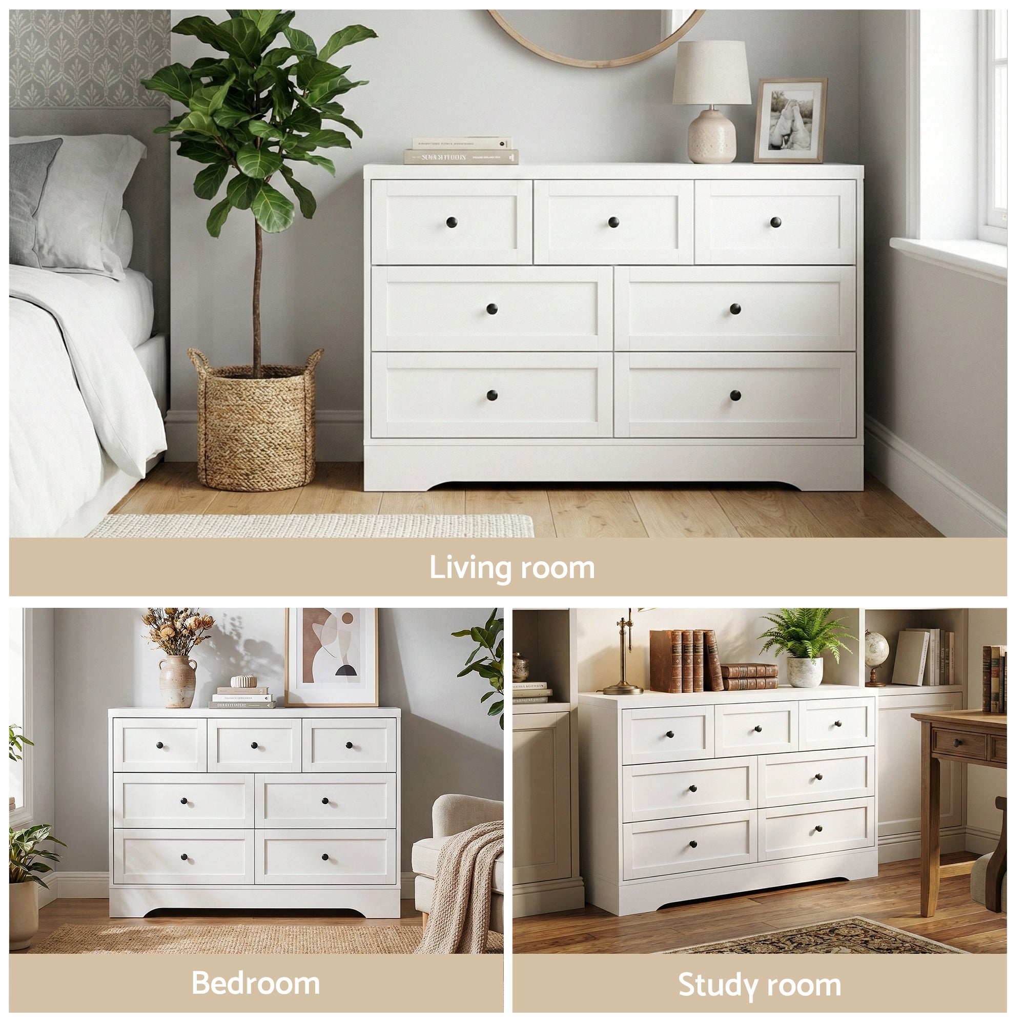 7 Chest of Drawers Dresser Table White