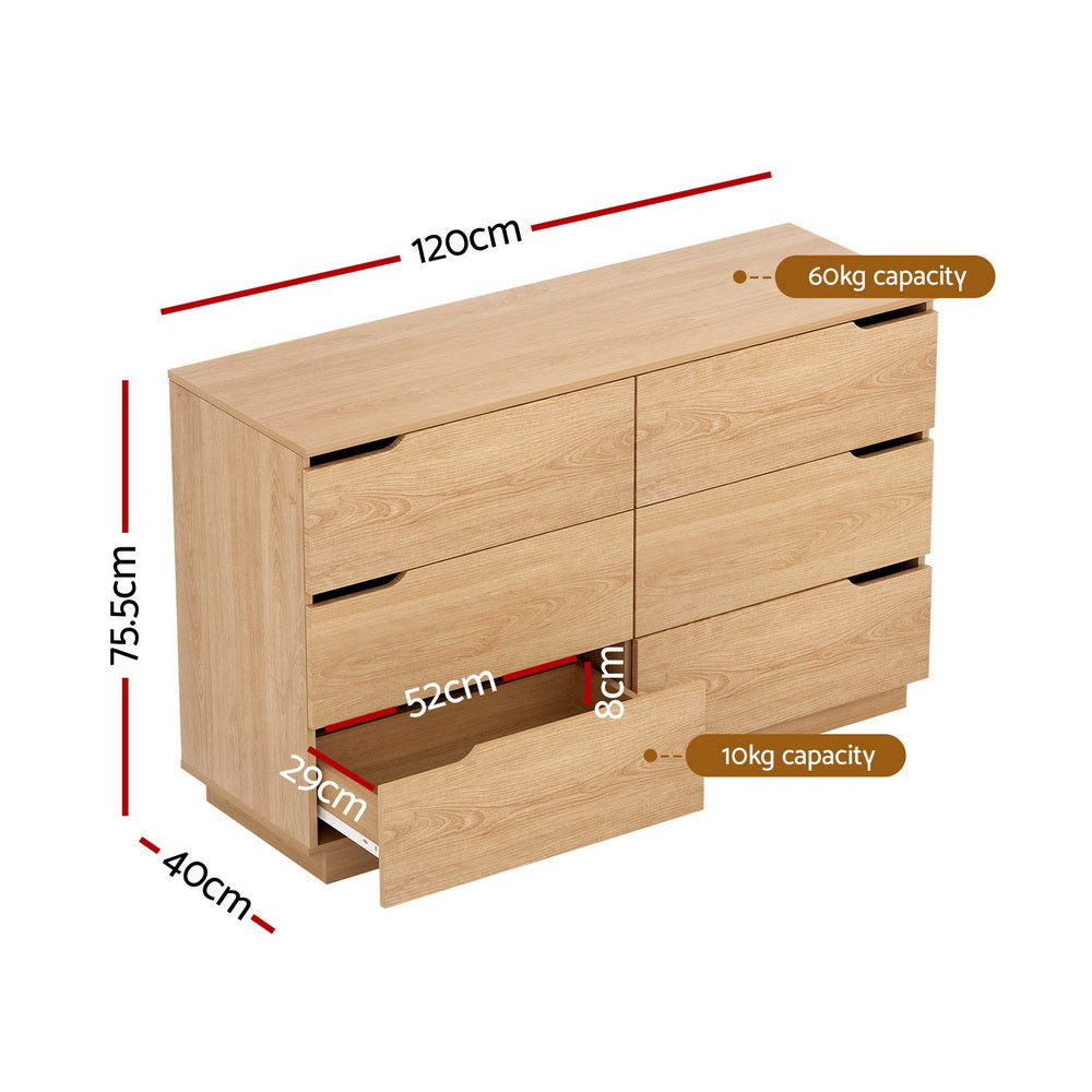 6 Chest of Drawers Dresser Table Pine