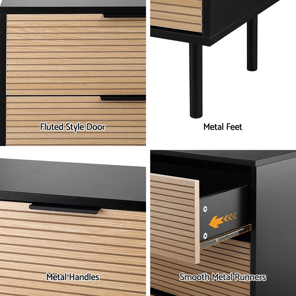 6 Chest of Drawers Dresser Table Black&Pine