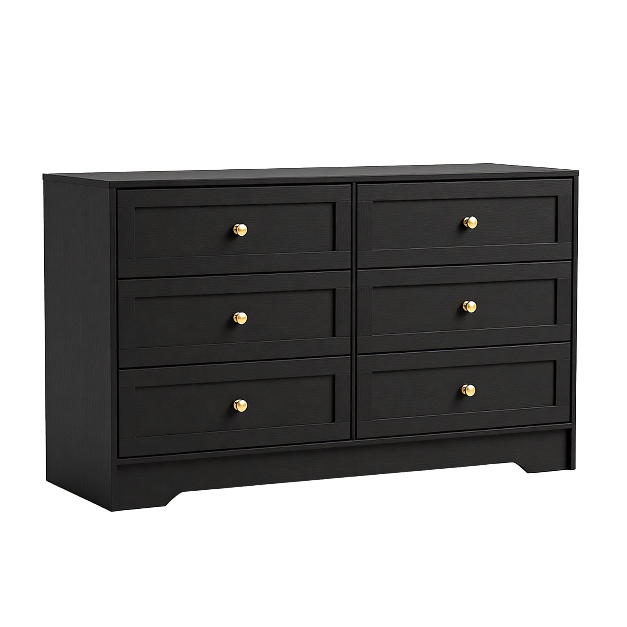 6 Drawer Tallboy Chest of Drawers Cabinet - Black