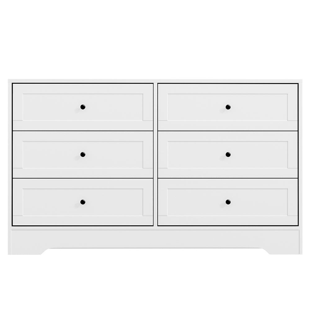 6 Drawer Classic Style Lowboy - White