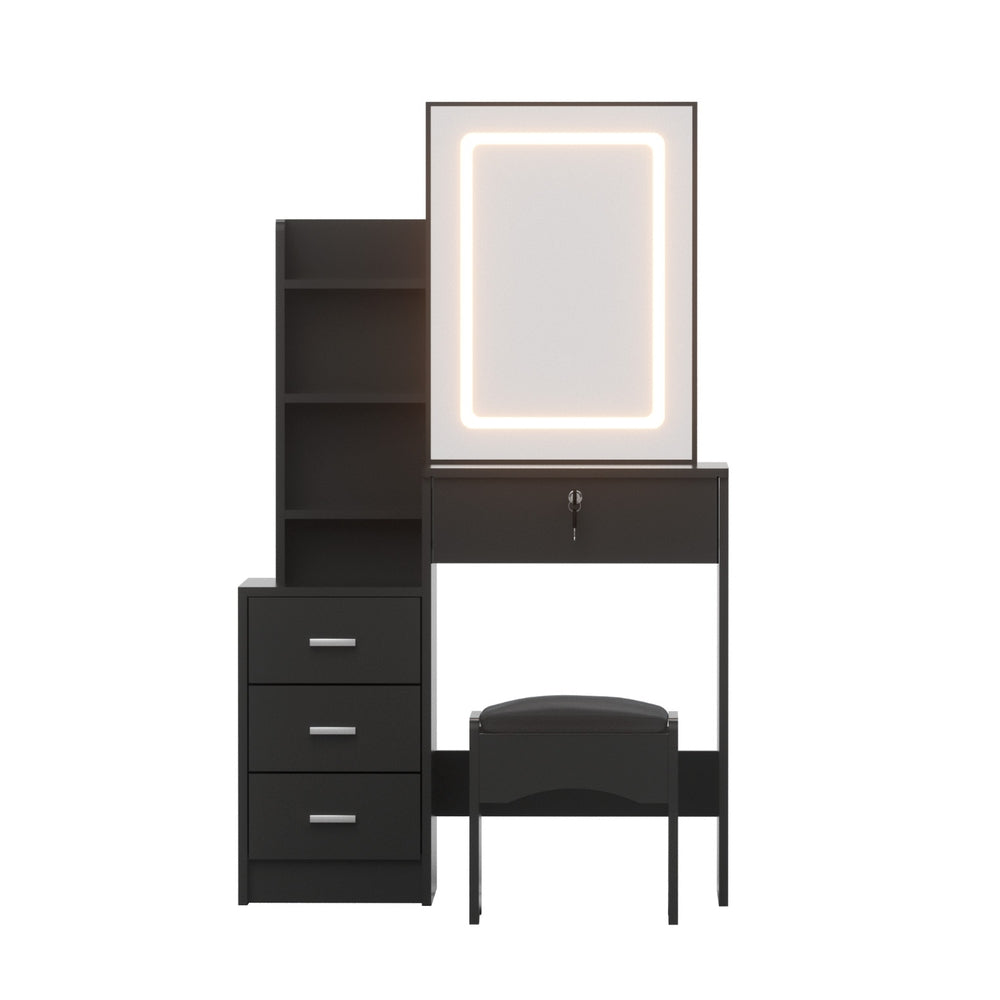 Dressing Table Vanity Desk Set Stool Led Black