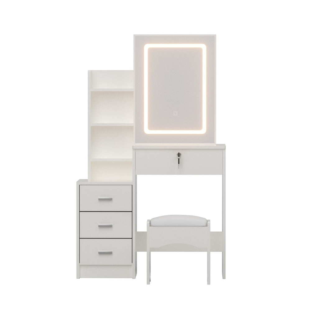 Dressing Table Vanity Desk Set Stool Led White