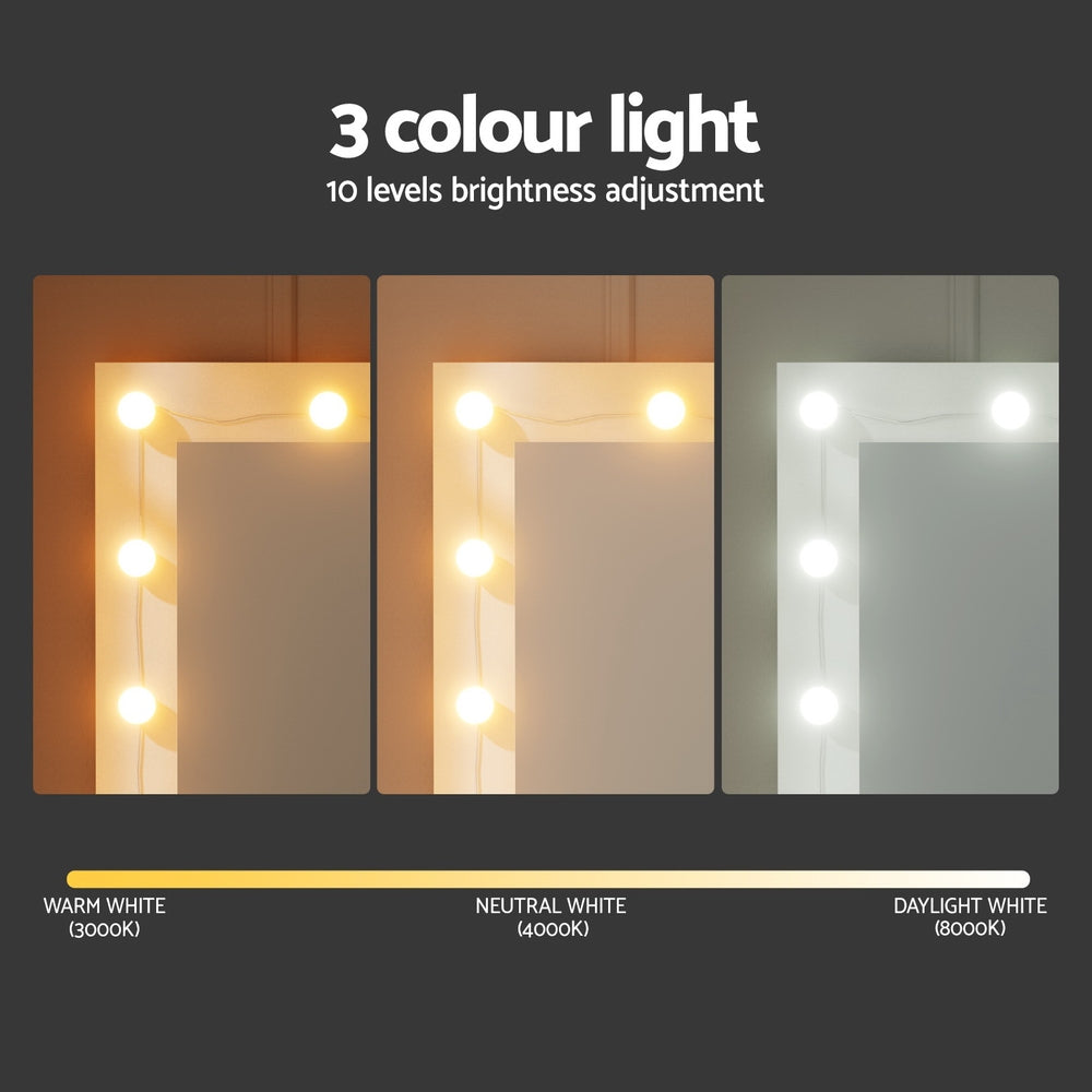 Dressing Table Vanity Desk Set Stool 10 Led Bulbs White