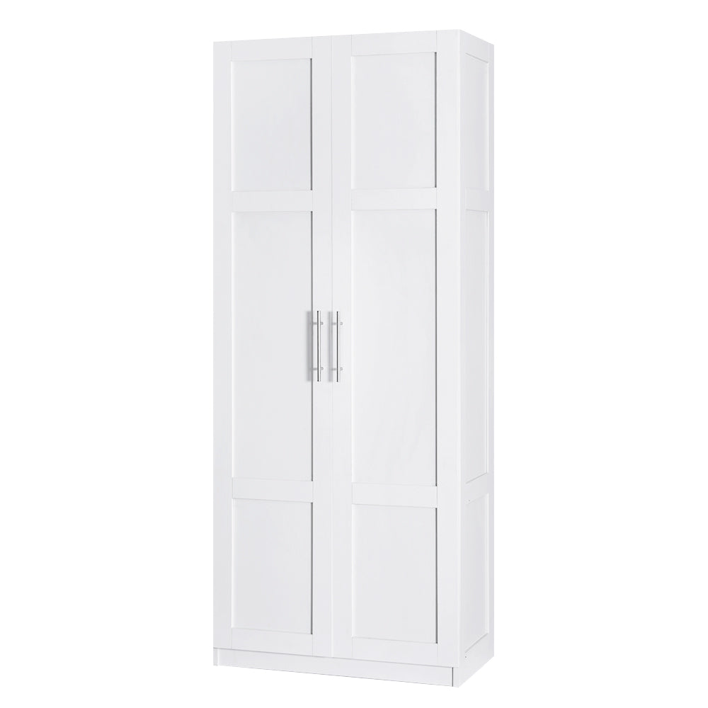 2 Door Wardrobe Bedroom Cupboard Closet Storage Cabinet Organiser White