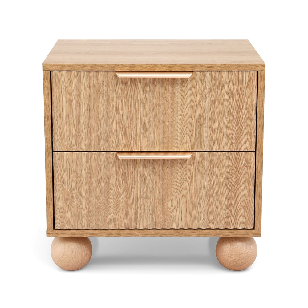 Rattan Bedside Table 2 Drawers Pine