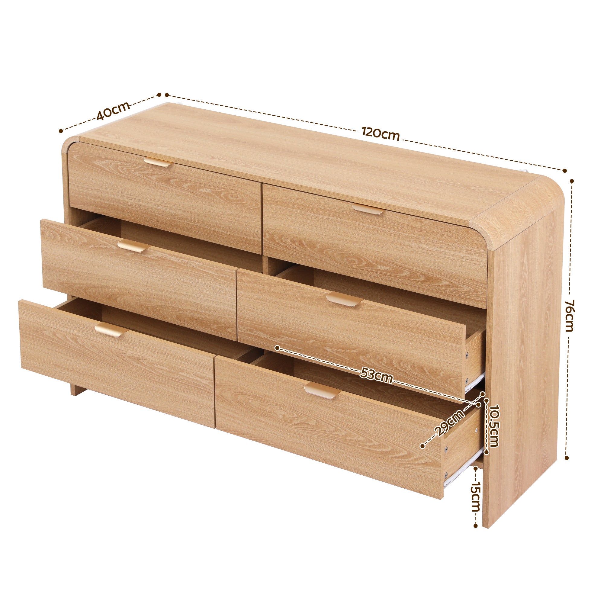 6 Drawer Chest of Drawers Dresser Cabinet - Pine