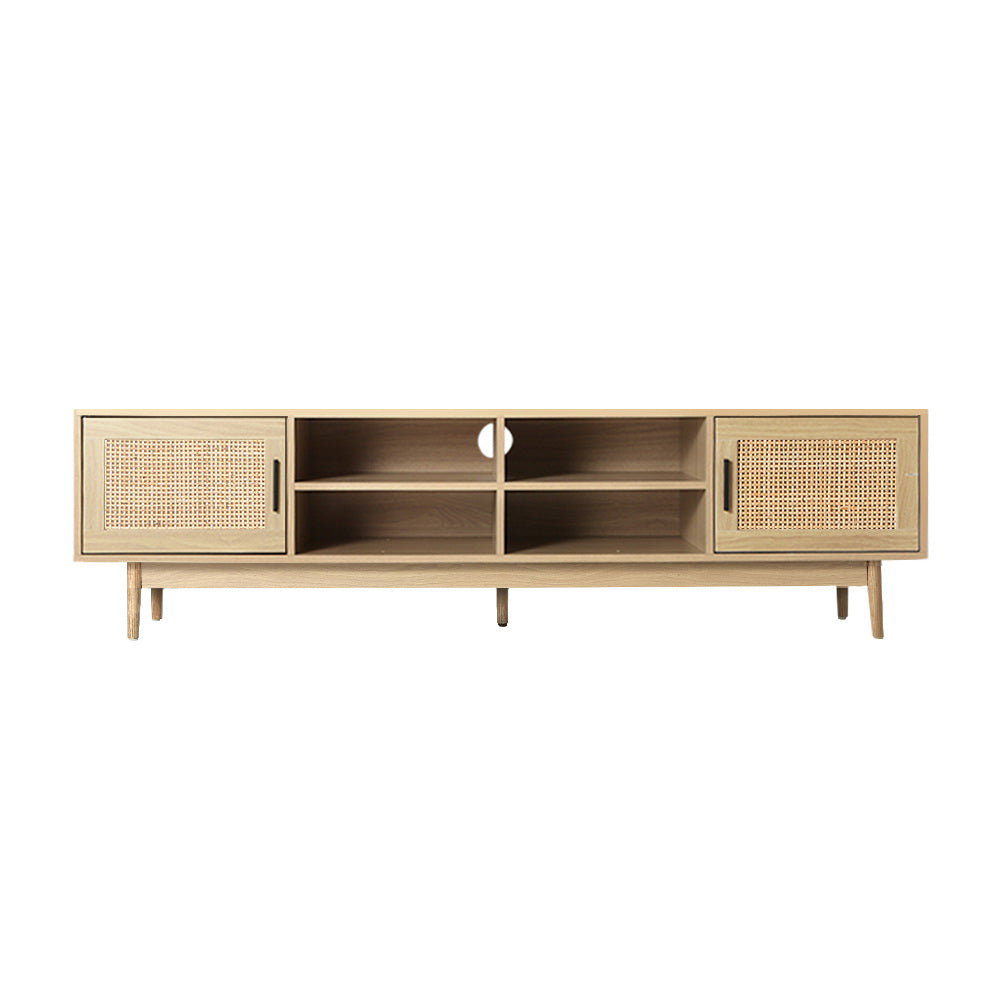 TV Cabinet Entertainment Unit Storage Cabinets Rattan Wooden 180CM