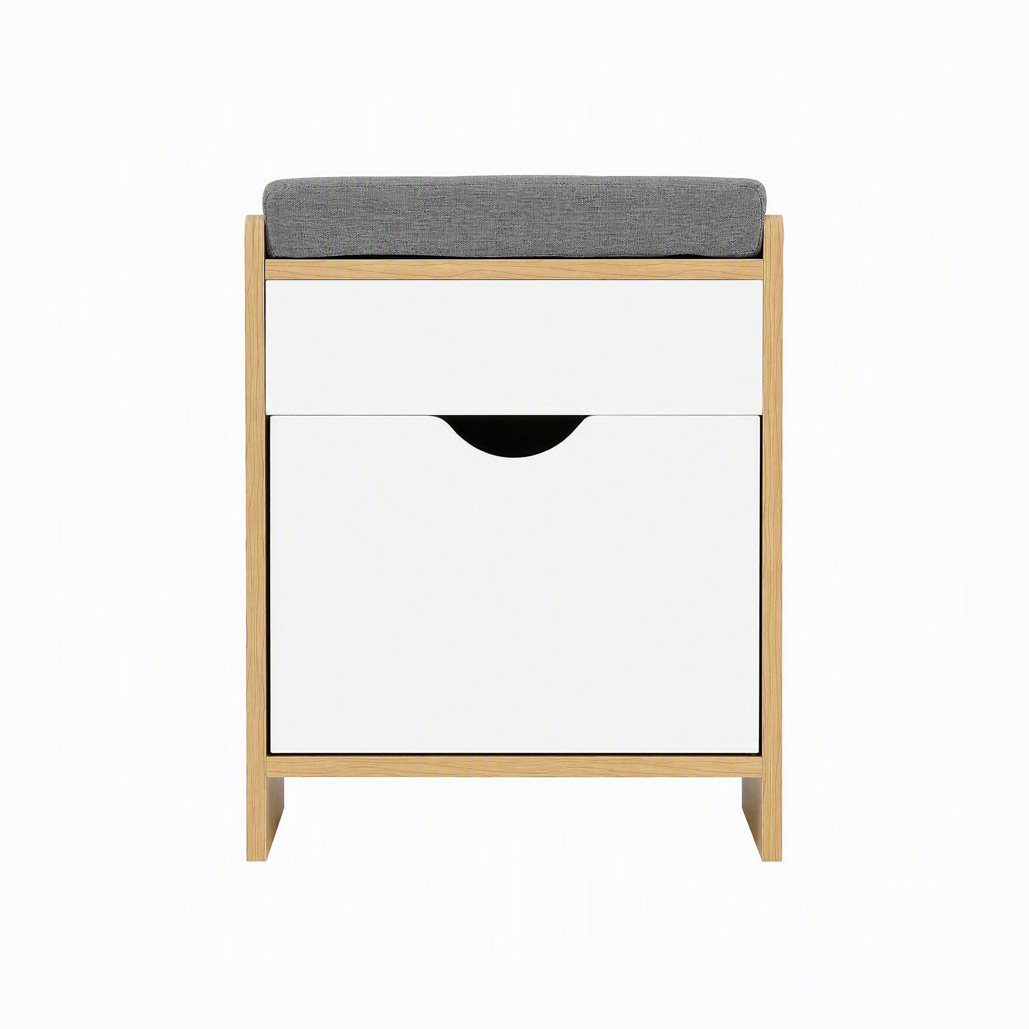 Storage Ottoman with Drawer 100kg Capacity Footrest Cushion - Pine