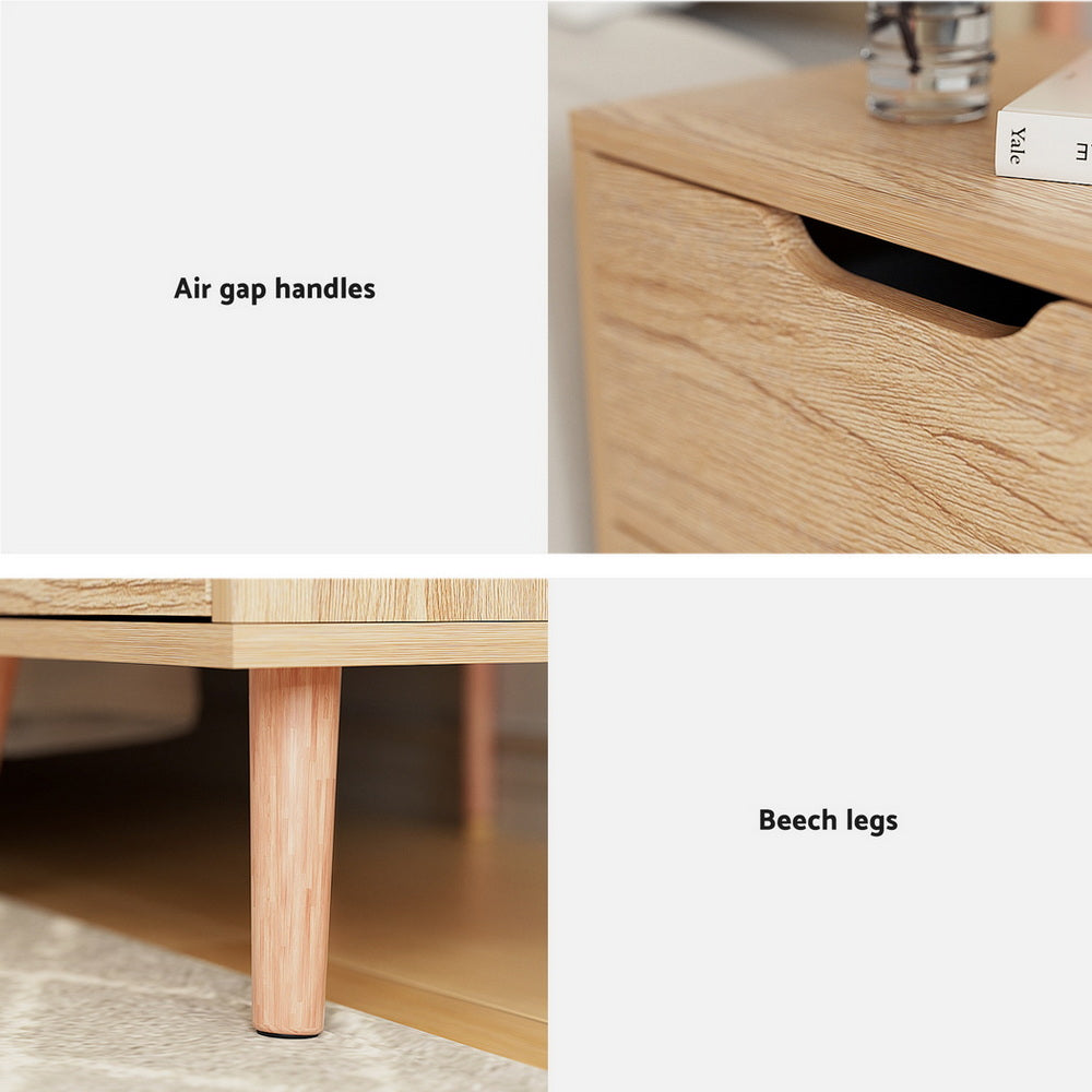 2 x Bedside Table 2 Drawers - BODEN Pine