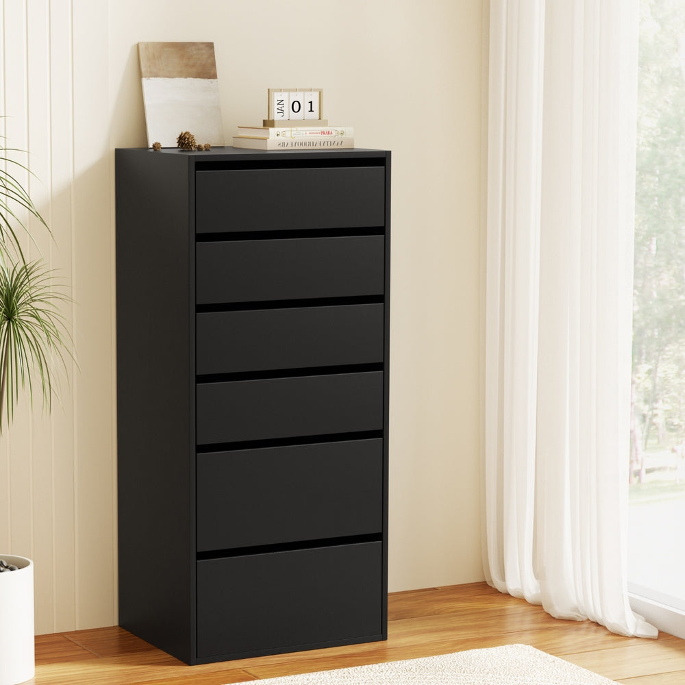6 Chest of Drawers Dresser Tallboy Black