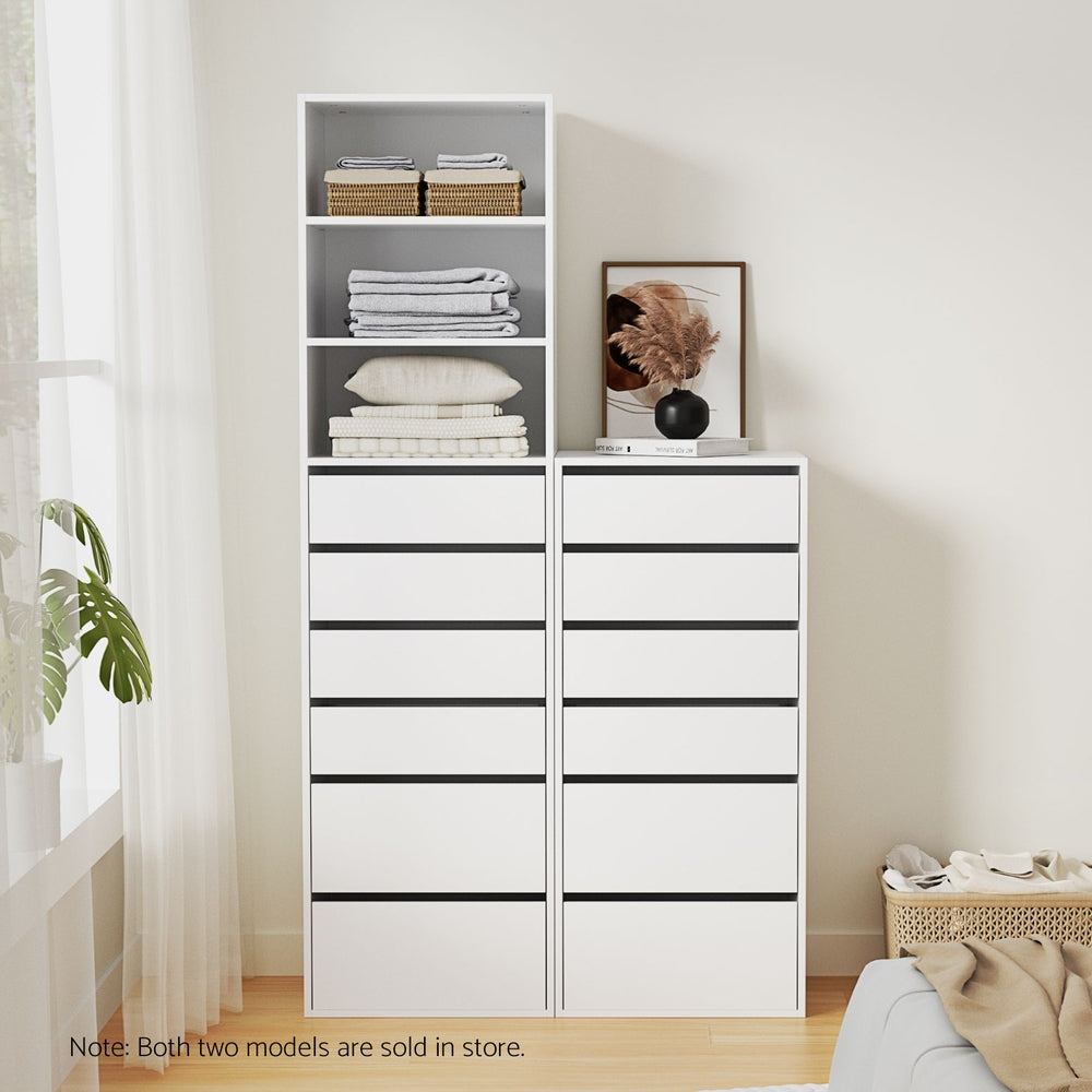 6-Drawer Tallboy Cabinet - White