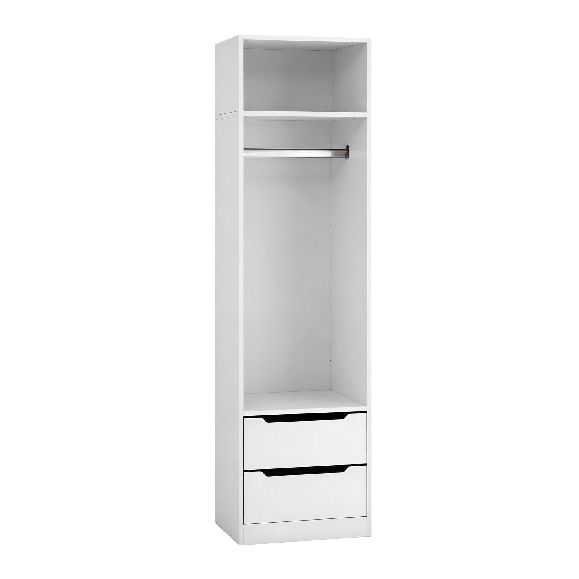 Wardrobe Clothes Closet Storage Organizer with Drawers and Hanging Rod - White