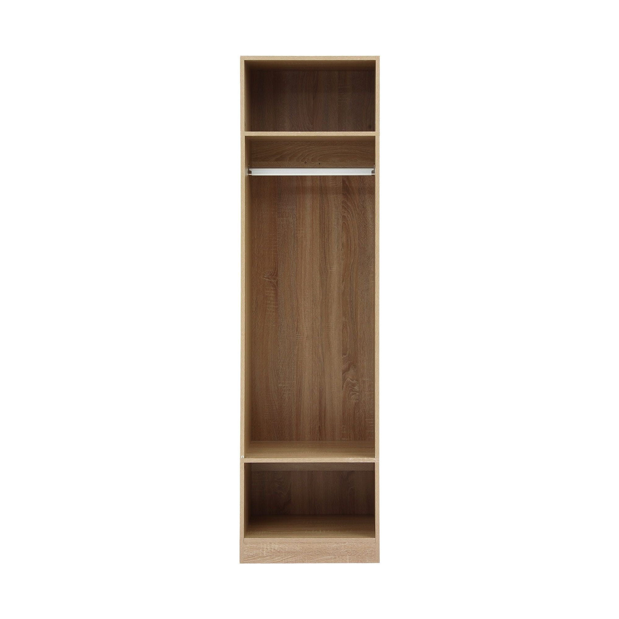 Wardrobe Clothes Closet Storage Organizer Shelf with Hanging Rod - Pine
