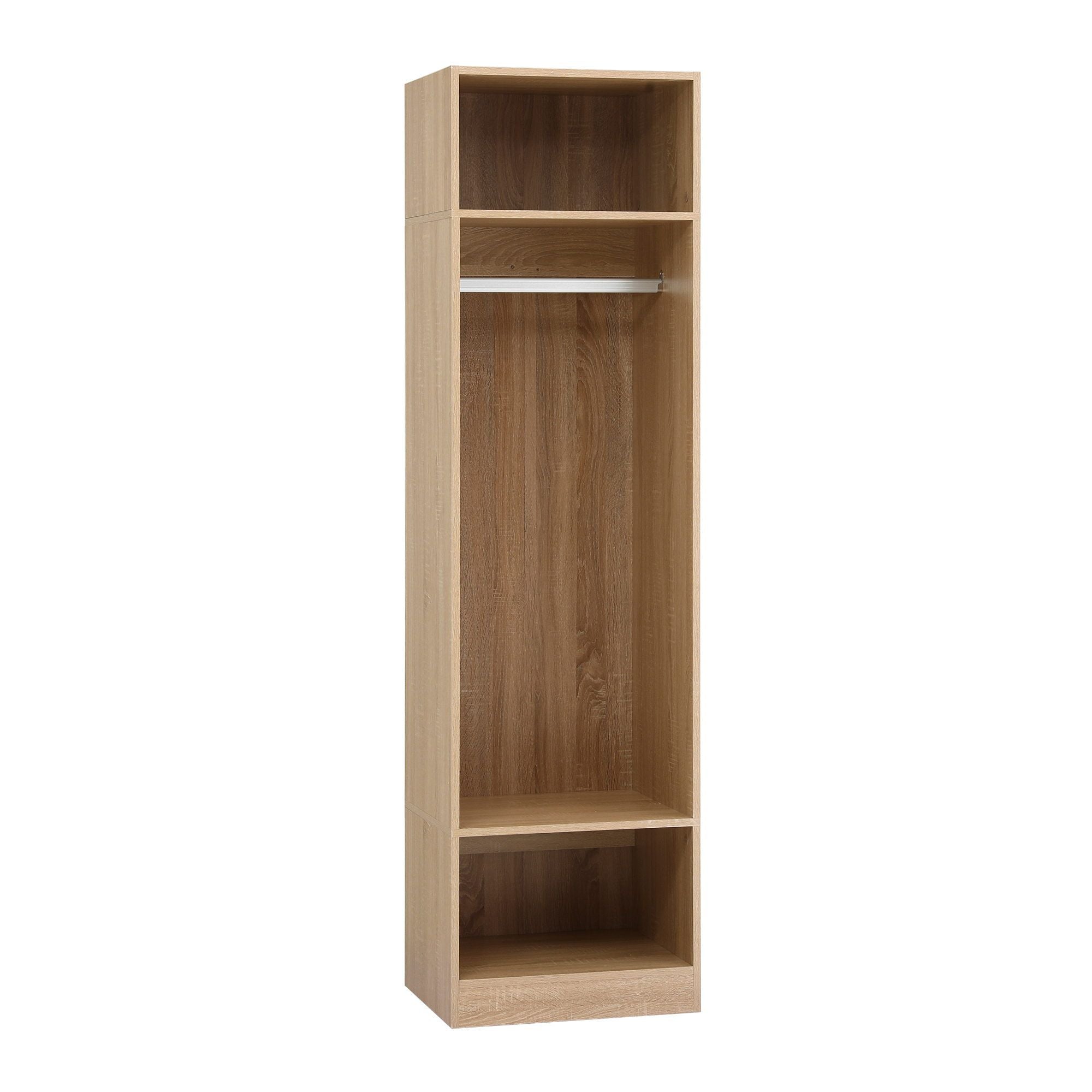 Wardrobe Clothes Closet Storage Organizer Shelf with Hanging Rod - Pine