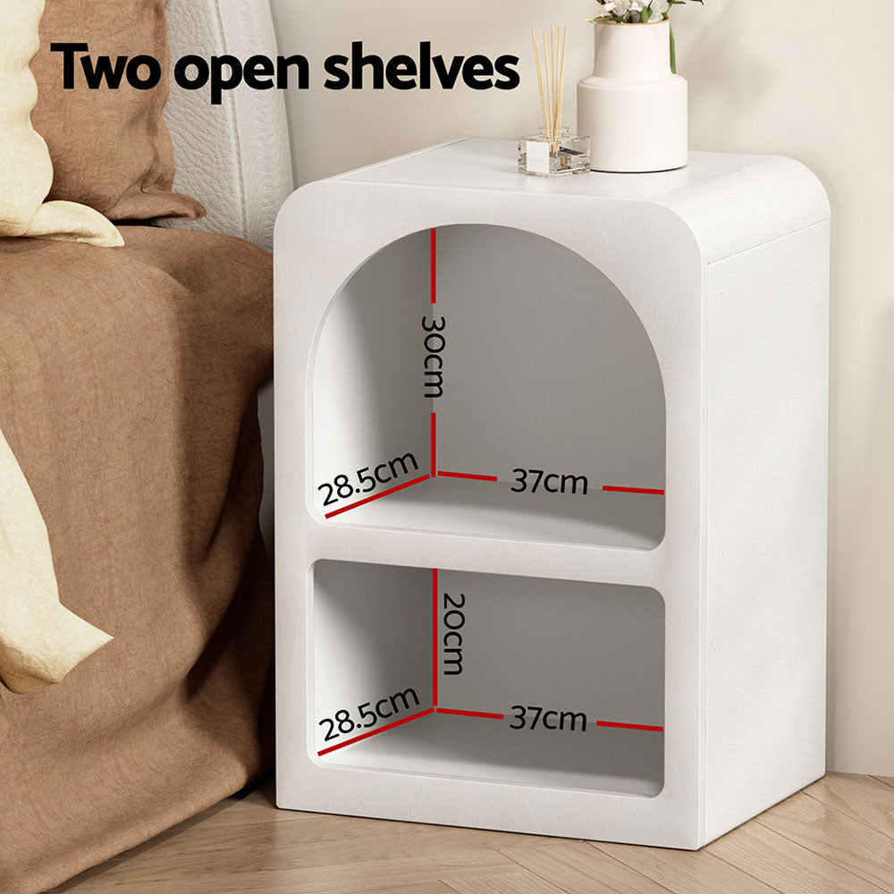 Arched Textured Bedside Table White