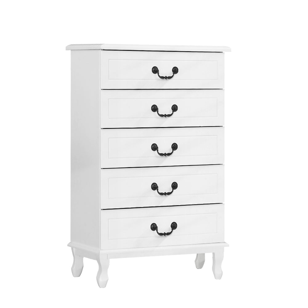 Tallboy 5 Drawers Storage Cabinet White