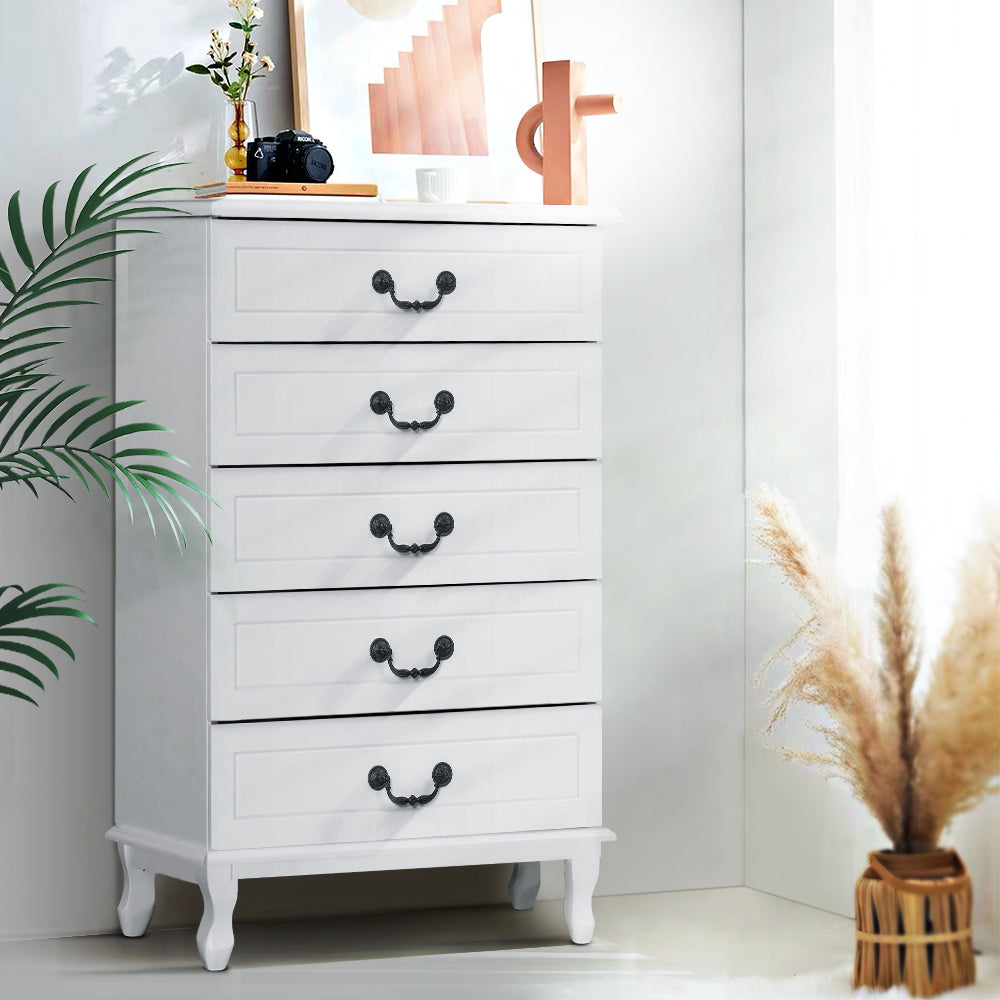 Tallboy 5 Drawers Storage Cabinet White