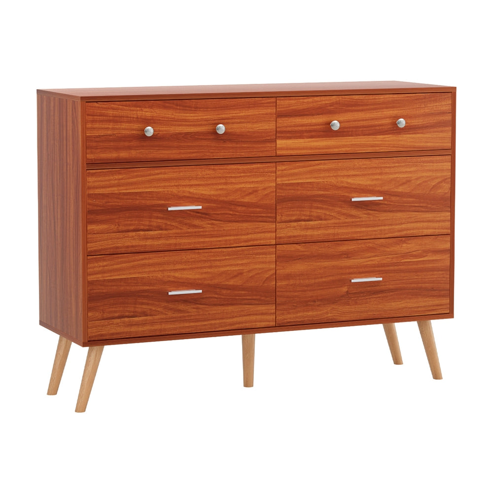 6 Drawer Lowboy Storage Cabinet - Walnut