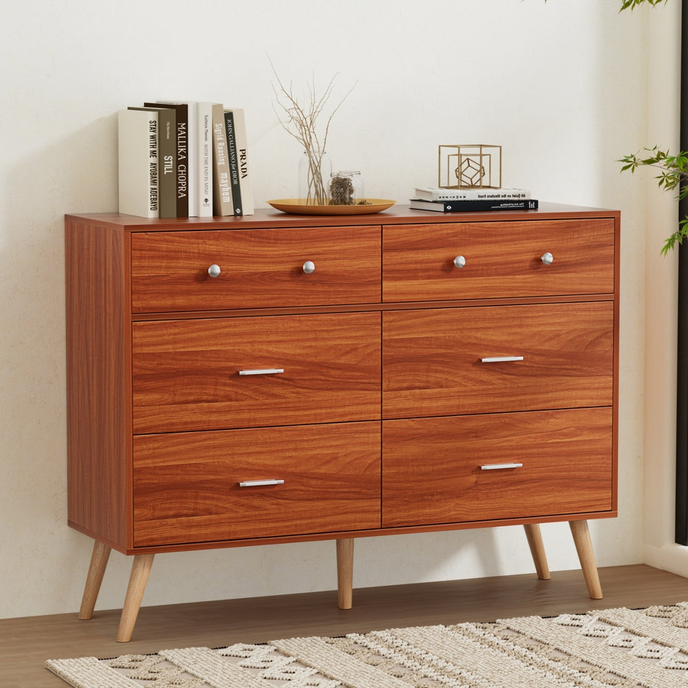 6 Drawer Lowboy Storage Cabinet - Walnut